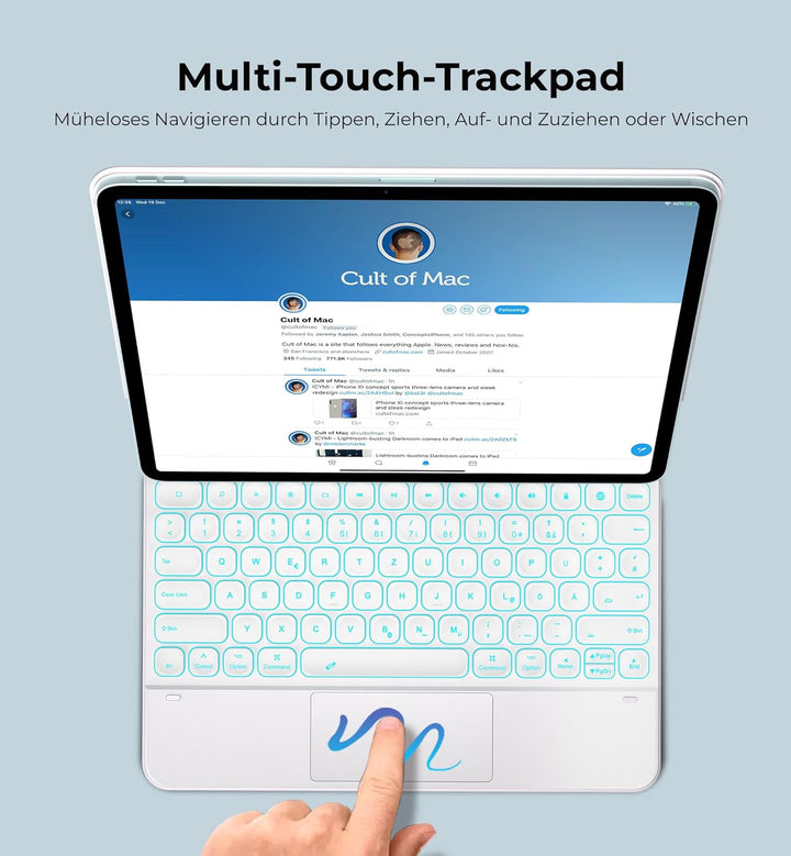 Dracool Tastatur Hülle für iPad Pro 12,9 Zoll mit Trackpad Magnetische Freischwebende 7 Farbige Bele