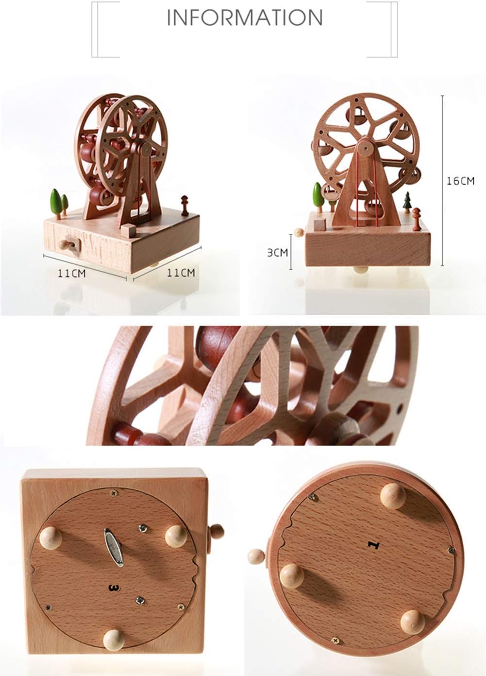 Chonor Innovative Szene aus Holz Spieluhr, Premier Spieluhr Handkurbel Handwerk Reine Hand-klassisch
