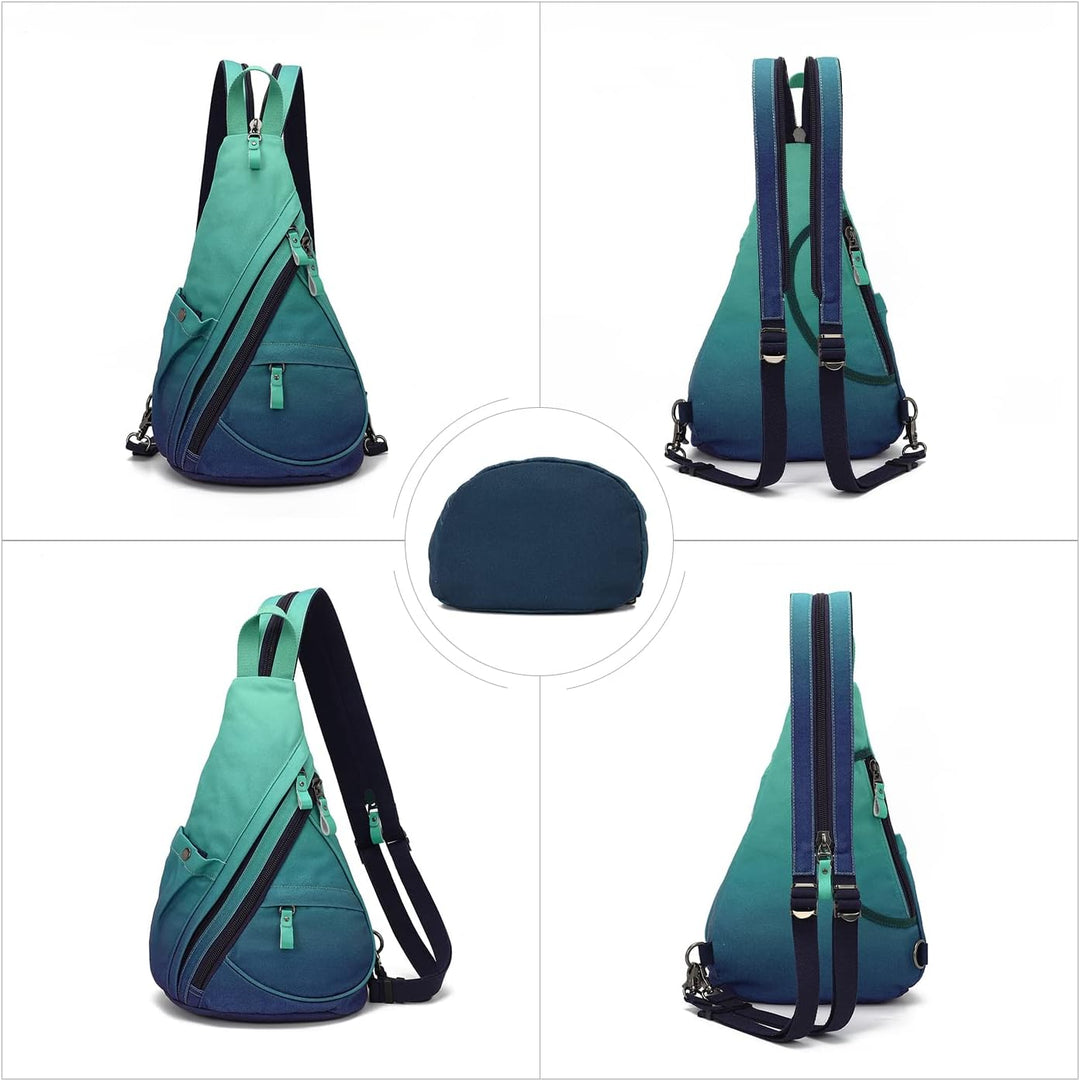 KL928 Canvas Sling Bag Rucksack Damen und Herren – Schulterrucksack Umhängetasche Crossbag Verstellb