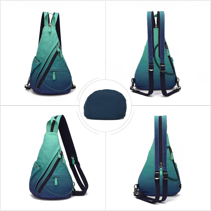 KL928 Canvas Sling Bag Rucksack Damen und Herren – Schulterrucksack Umhängetasche Crossbag Verstellb