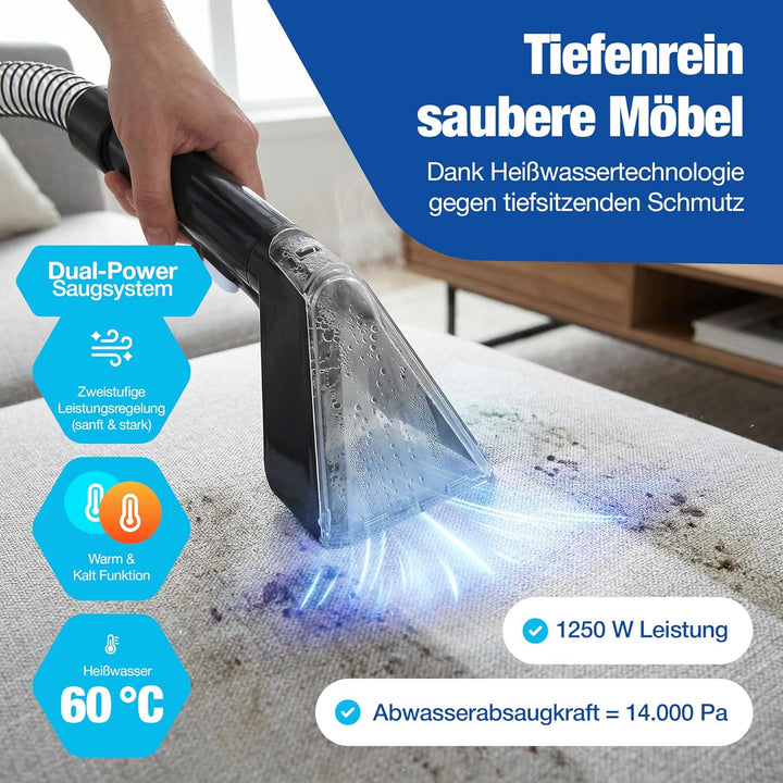 Polsterreiniger Gerät 550W | Kompakter Teppichreiniger & Waschsauger | Tragbarer Nass- & Trockensaug