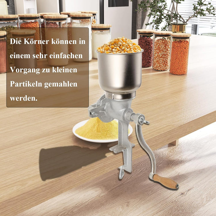 Manuelle Getreidemühle - Handbetriebene Kornschleifwerkzeuge mit Handkurbel &amp; Tischklemmen-Design -
