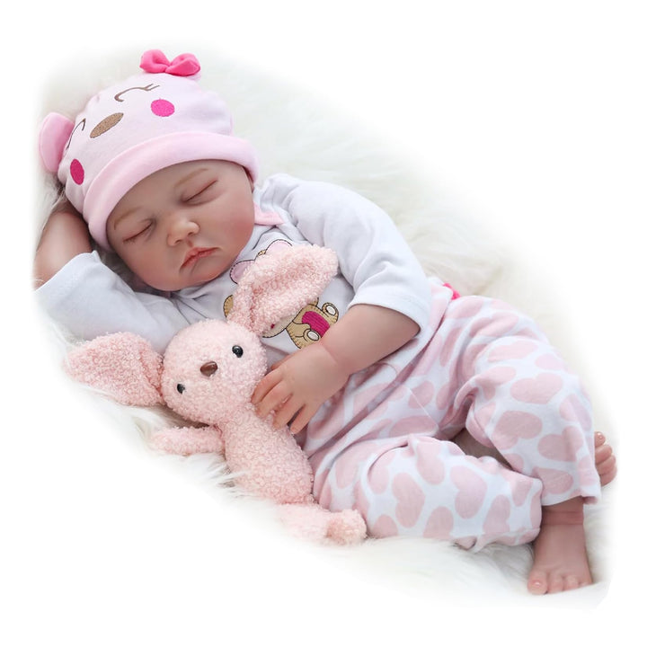 ZIYIUI 22 Zoll 55Cm Reborn Babypuppe Weiche Silikon Vinyl Schlafende Lebensechte Simulation Reborn B