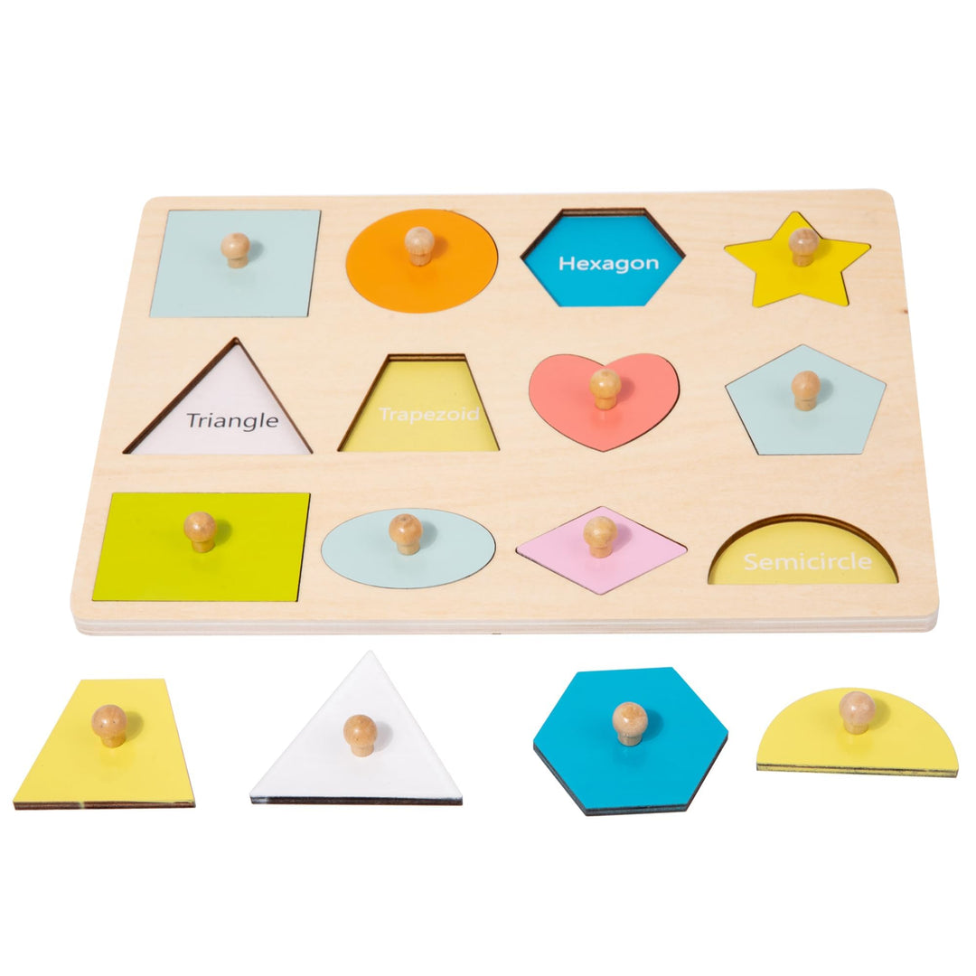 Adena Montessori Holzpuzzle für Babys 12–24 Monate,Formsortierer für Kleinkinder ab 1–3 Jahre – Farb