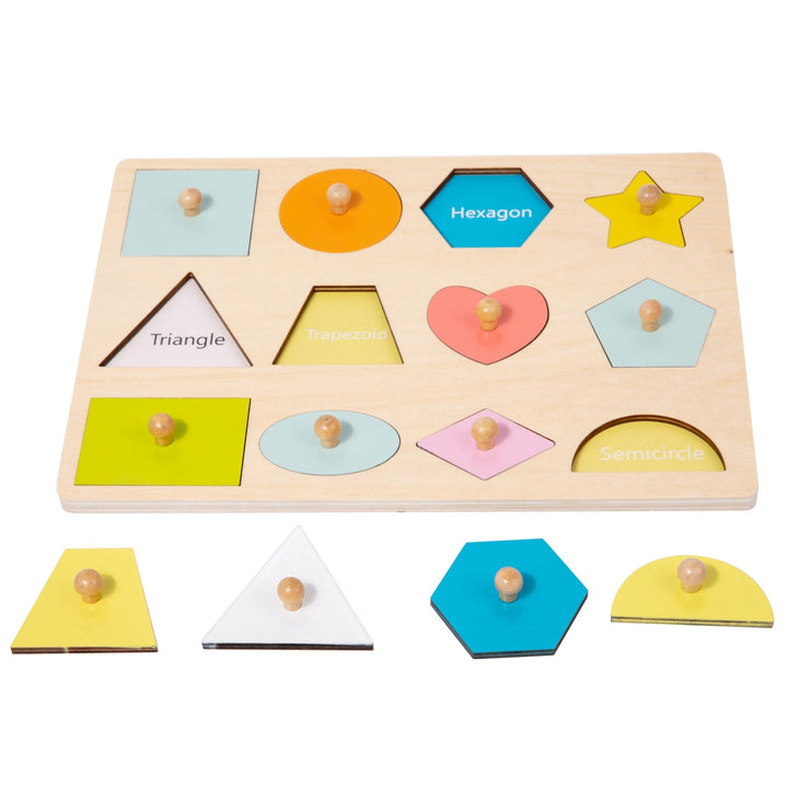 Adena Montessori Holzpuzzle für Babys 12–24 Monate,Formsortierer für Kleinkinder ab 1–3 Jahre – Farb