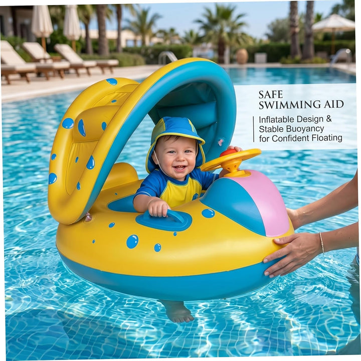 Baby-Schwimmkörper, Baby-Pool-Schwimmkörper mit Baldachin, aufblasbare in Cartoon-Autoform, umweltfr