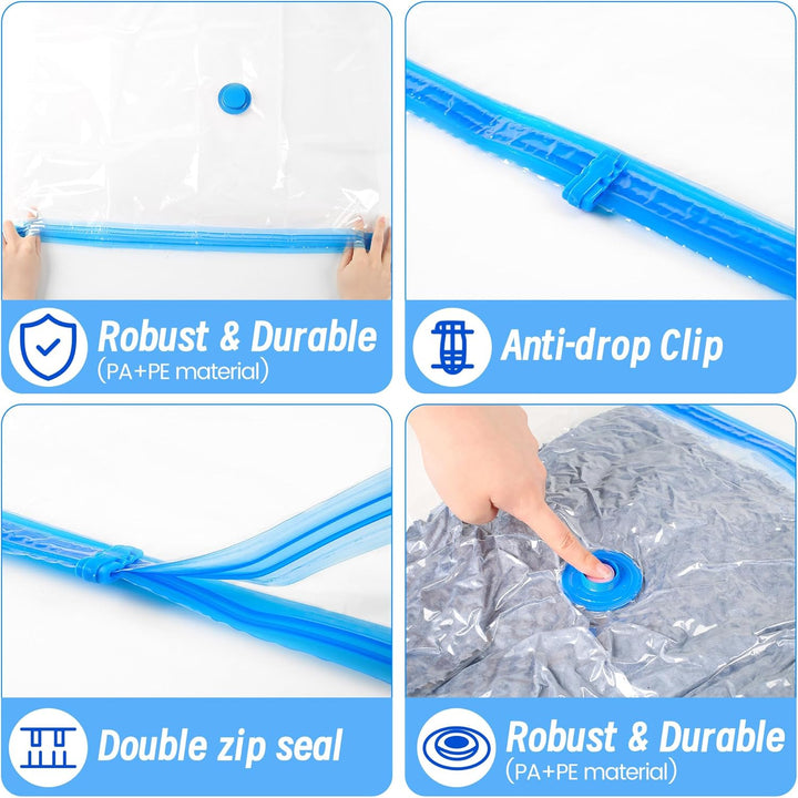 Vakuumbeutel für Kleidung & Bettdecken, 15 Stück Set mit vacuum bags for clothing Handpumpe – Platzs