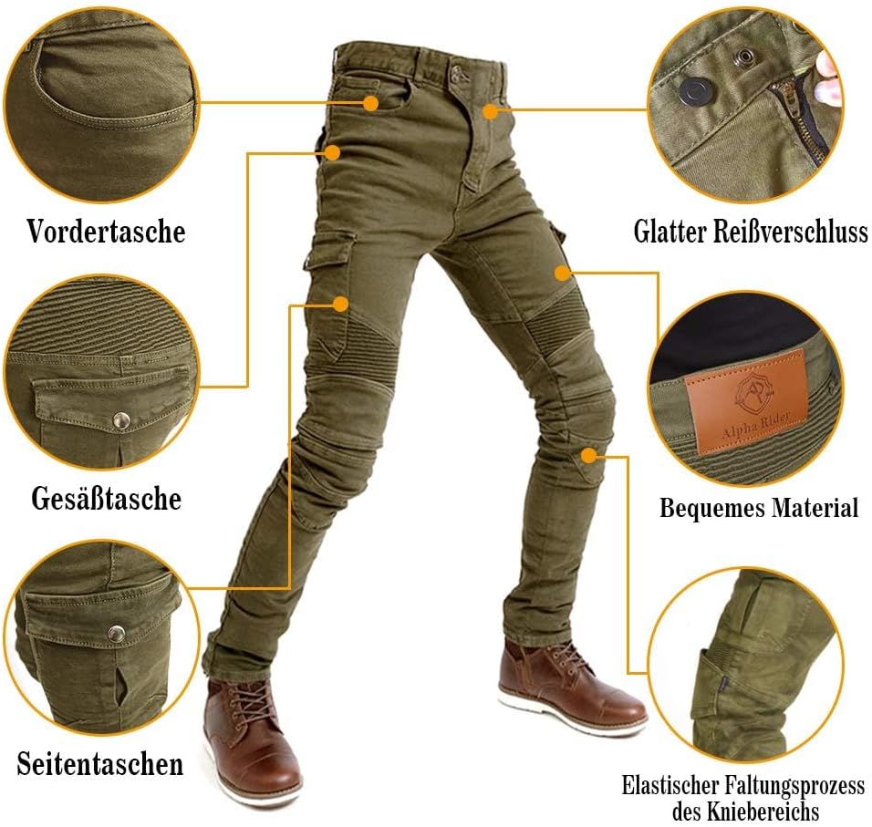 Alpha Rider Motorradhose Herren Jeans Textil Motorrad Hose mit Protektoren, Sportliche Motorrad Hose