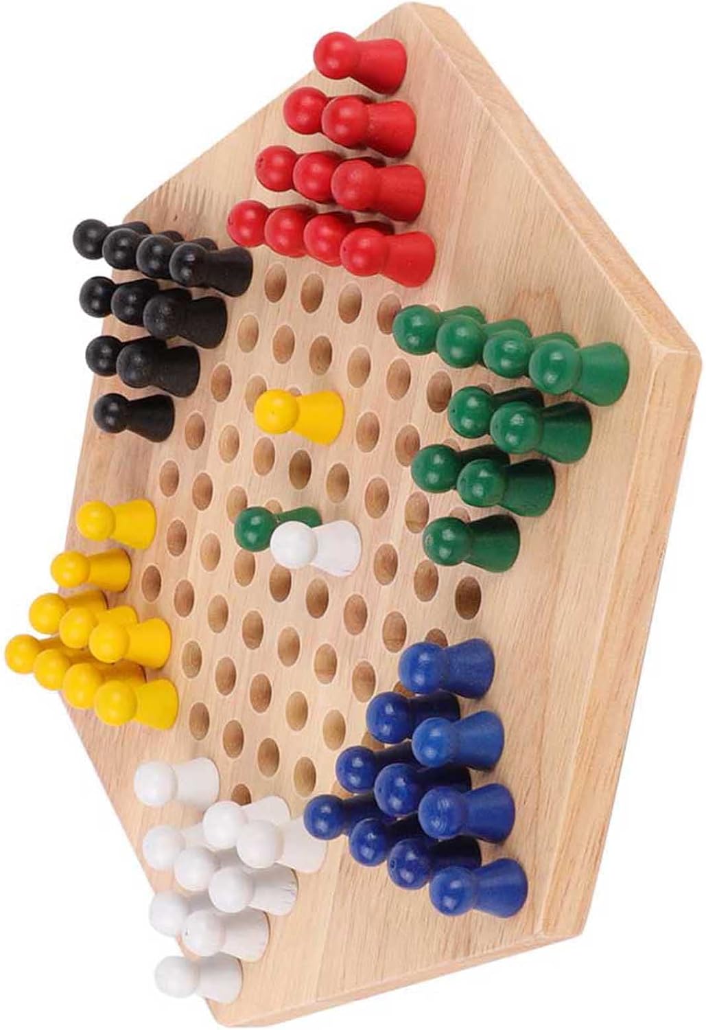 Tbest Holz Checkers, Indoor/Outdoor Bunte Checkers Set Kinder Pädagogisches Brettspiel Chinese Check