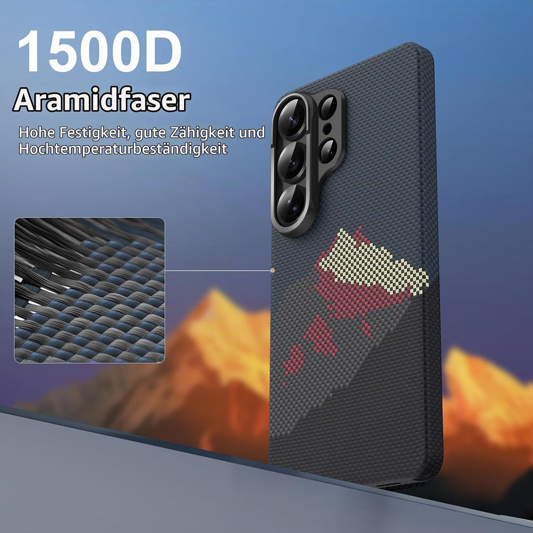 memumi Magnetische Carbon Hülle für Galaxy S26 Ultra,Ultradünne Handyhülle, Hülle aus echter Aramidf