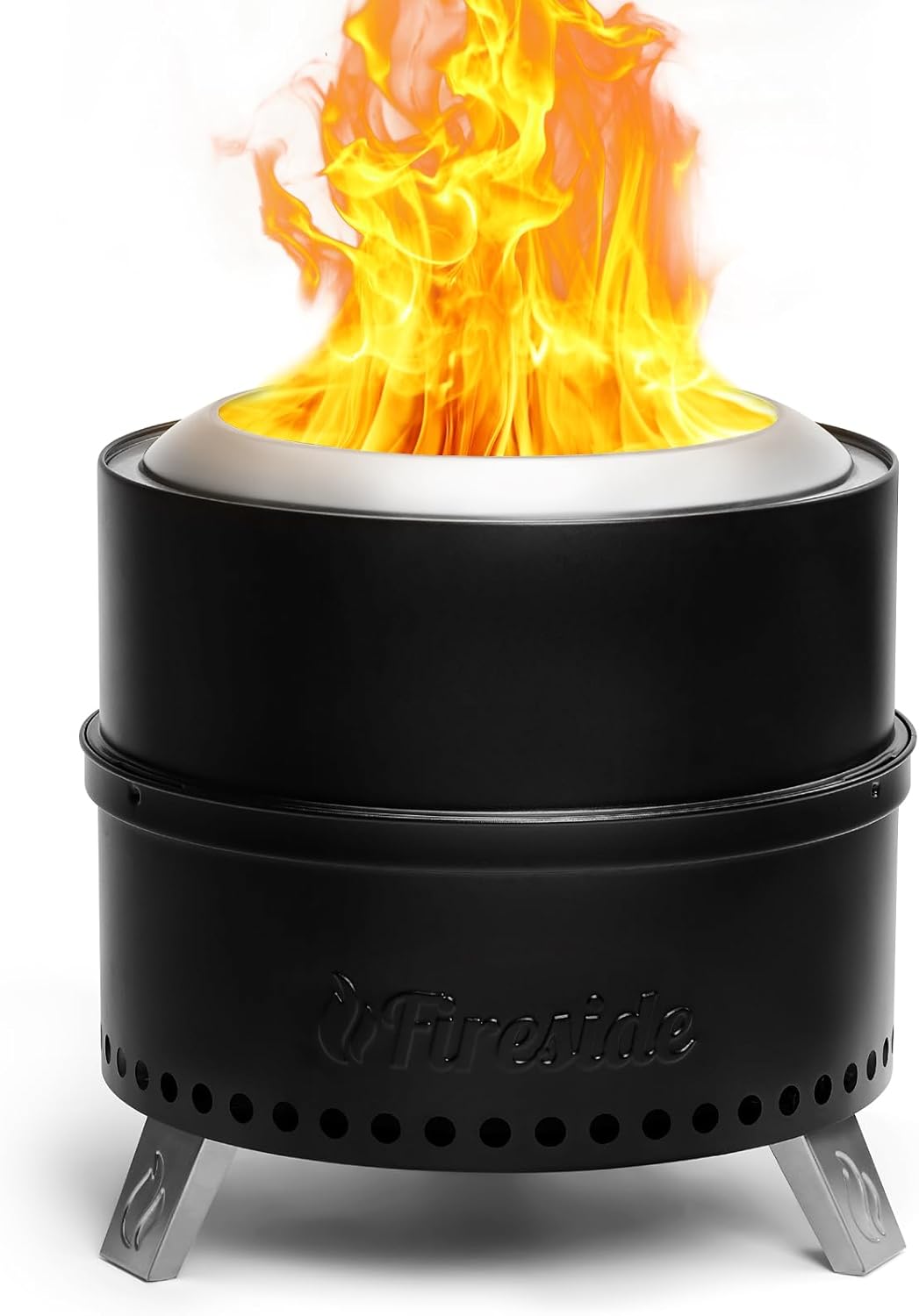 TURBRO Fireside 49 cm rauchfreie Feuerstelle für die Holzverbrennung im Freien, Edelstahl mit Stände
