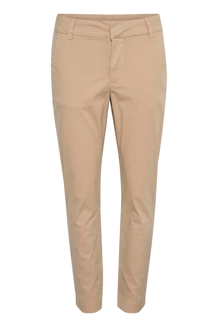 KAFFE Damen Women's Chino Pants Cropped Length Straight Legs Regular Waistband Hose 44 Savannah Tan,