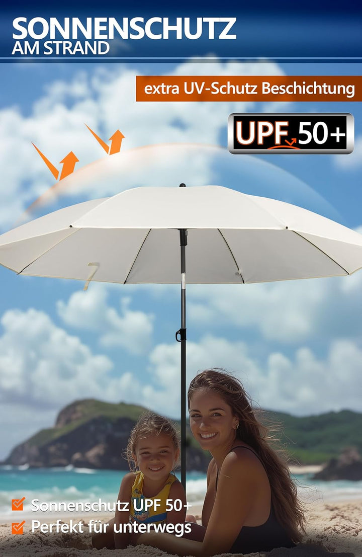 4smile Sunnyjoy Sonnenschirm Strand 3-IN-1 Set - Strandschirm windfest stabil, UPF 50+ Sonnenschirm