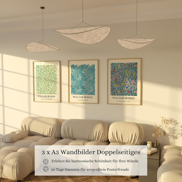 ZoeyAustin® 3 Doppelseitiges Kunstdruck Poster Set, DIN A3 (30cm x 42cm), Stilvolles Wandposter, 6 W