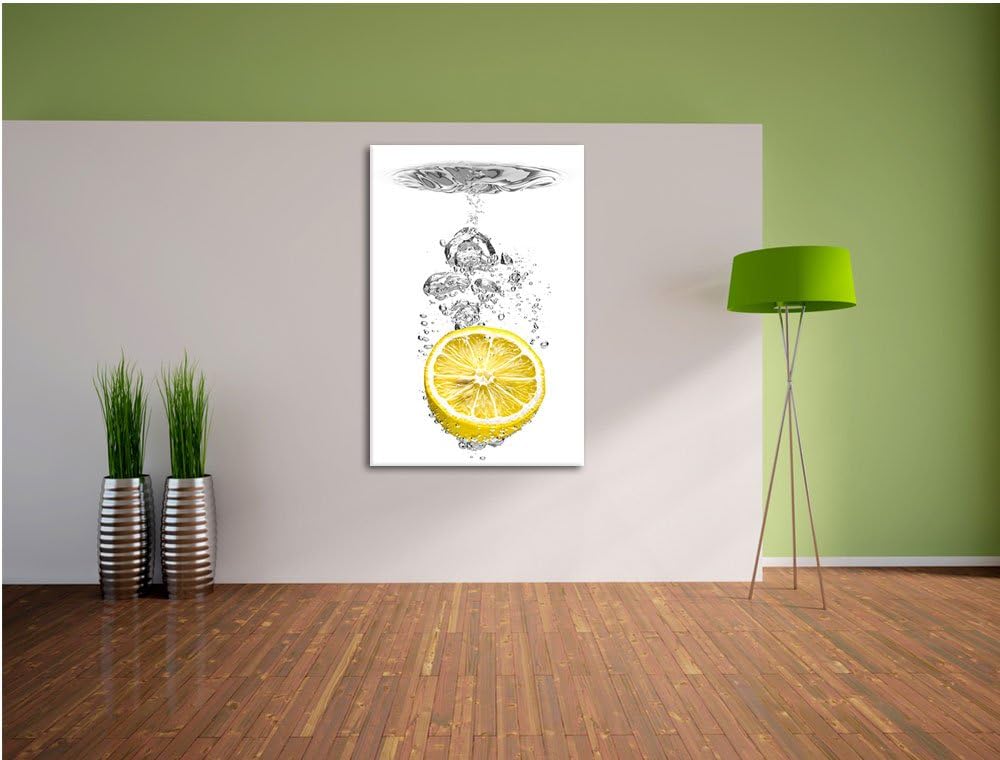 ins Wasser gefallene Zitrone schwarz/weiss Format: 120x80 auf Leinwand, XXL riesige Bilder fertig ge