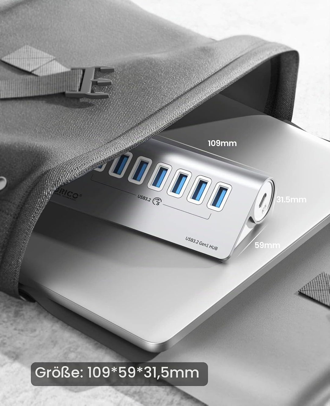 ORICO USB C Hub, 7-Port Aluminium USB Splitter, 5Gbps USB Hub mit 0.5m USB C Kabel und USB A Adapter