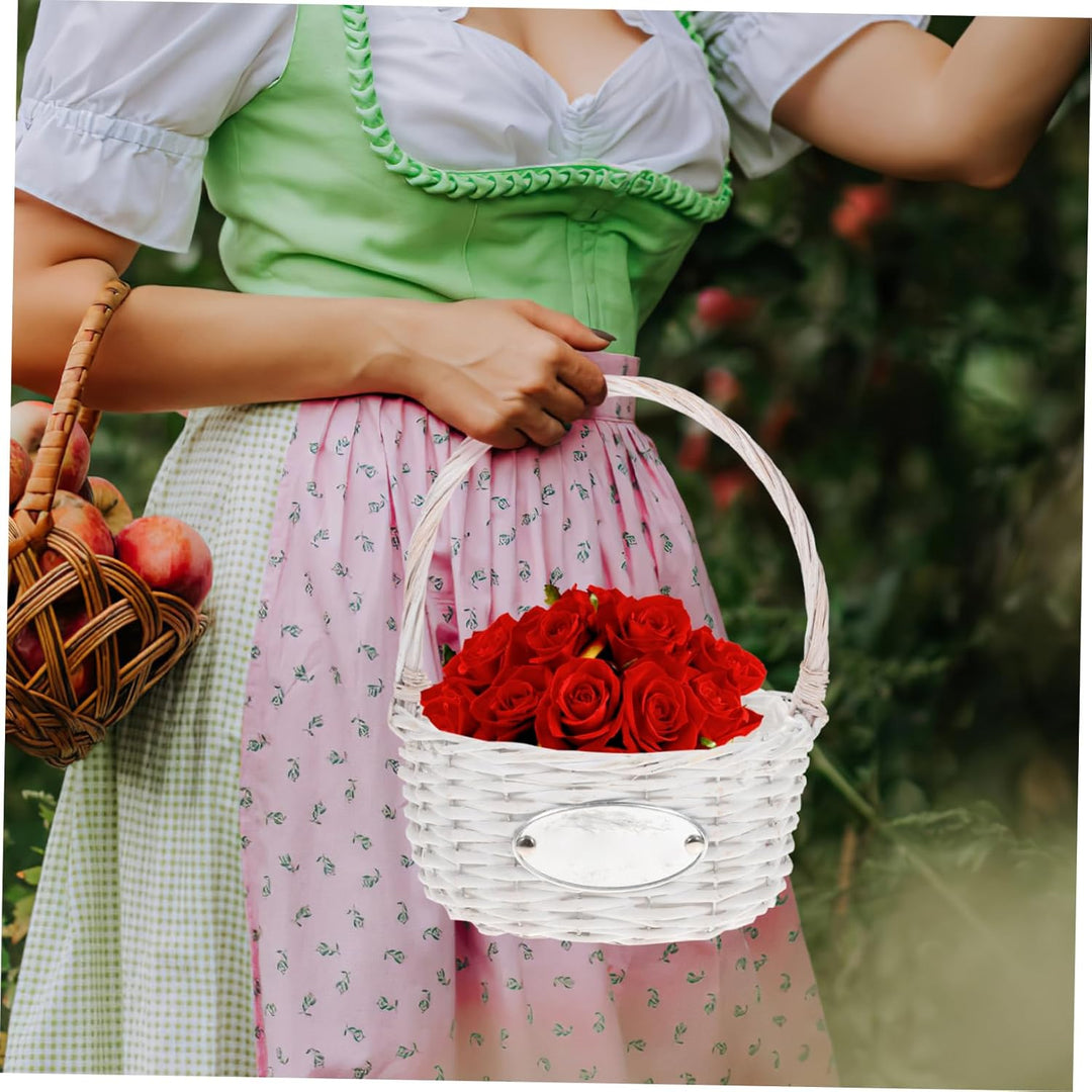 1 Stück Blumenkorb Handgewebte Körbe Für Hochzeiten Weidenkorb Baby-Seegras-Rattankorb Hochzeitskorb