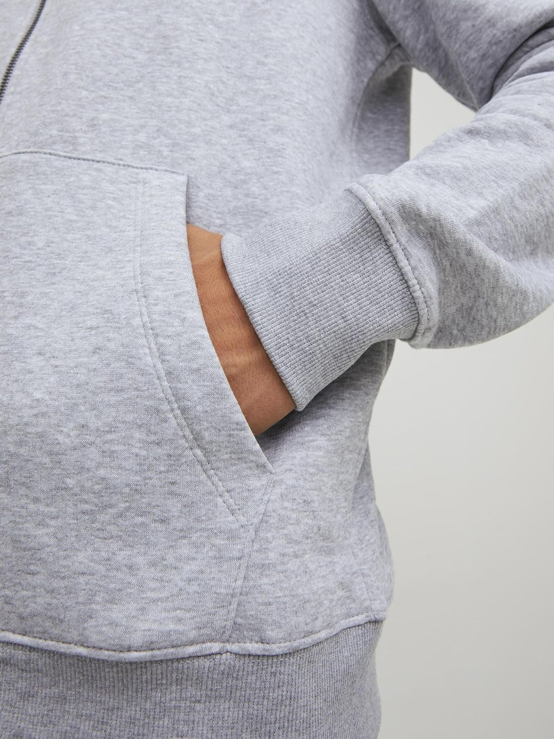 JACK &amp; JONES Male Kapuzenjacke Einfarbig Kapuzenjacke XS Light Grey Melange, XS Light Grey Melange