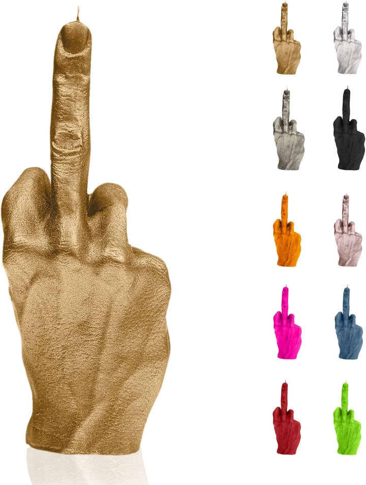 Candellana Kerze in Form eines Mittelfingers | FCK | Höhe: 20 cm | Classic Gold | Brennzeit 30h | Ke