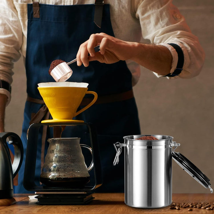 Kaffeekanister luftdichter Kaffeebehälter, luftdichter Edelstahlspeicherbehälter mit Schaufel, Kaffe