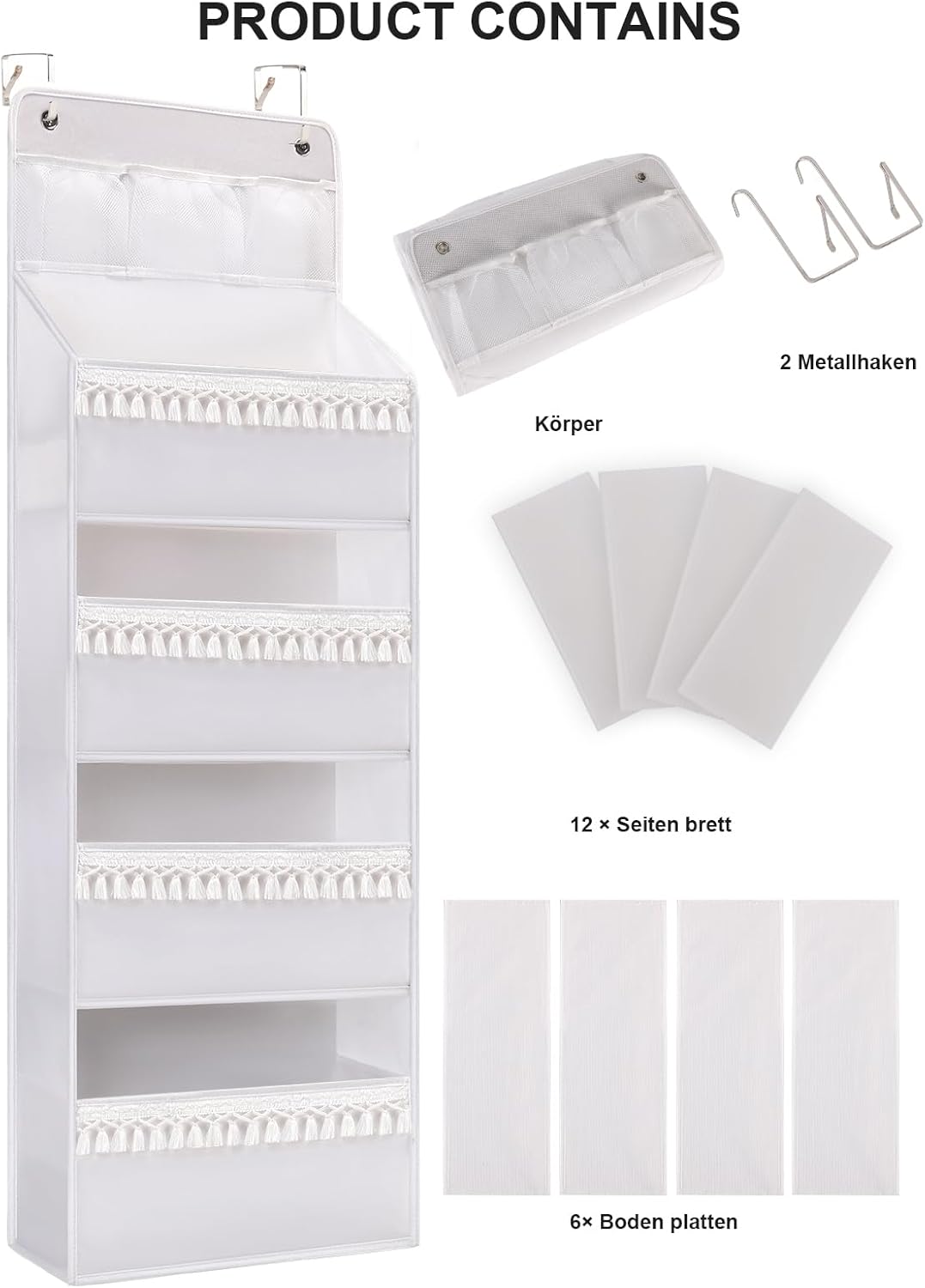 Über der Tür Organizer – Boho-Kinderzimmer-Hänge-Organizer mit Quasten – Aufbewahrung hinter der Tür