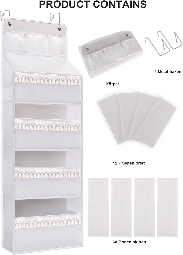 Über der Tür Organizer – Boho-Kinderzimmer-Hänge-Organizer mit Quasten – Aufbewahrung hinter der Tür