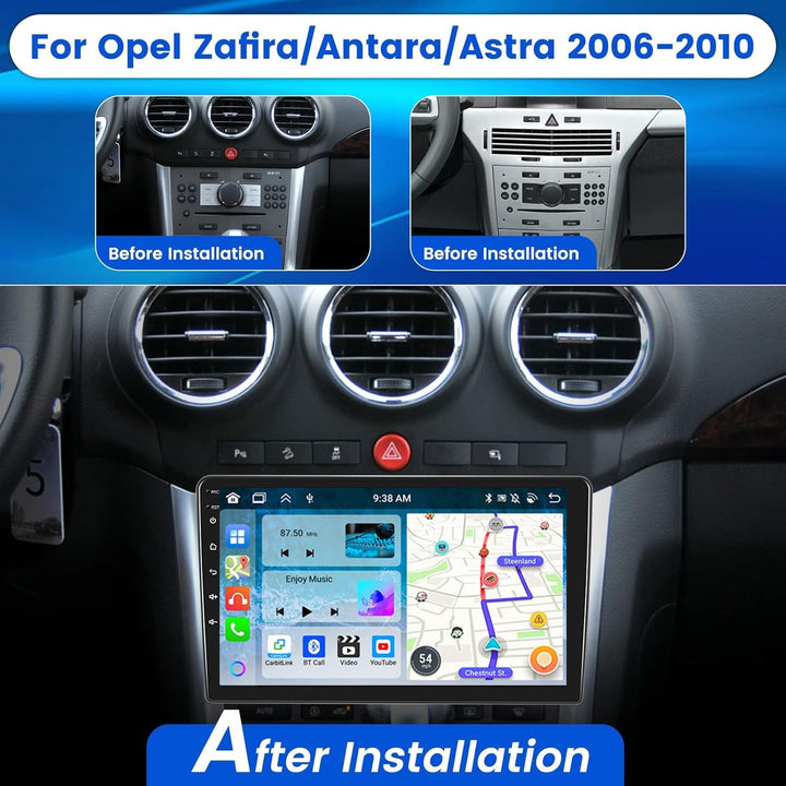Hikity 2+64G 9" Android 15 Autoradio für Opel Astra H/Zafira B/Corse C D | Wireless Carplay Autoradi