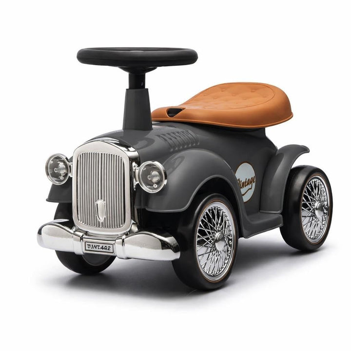 Retro Kleinkind Push Car Grau - Vintage Style Rutscher für Kinder ab 12 Monaten, Sound, Lagerung, Be