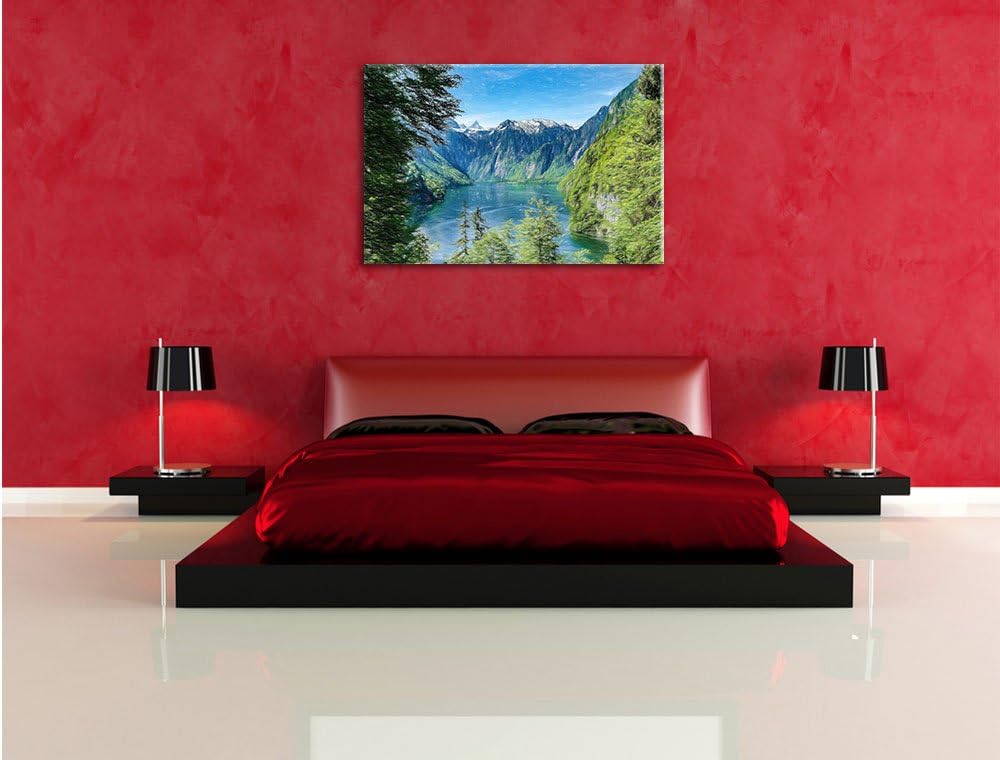 Pixxprint Blick auf den Königssee als Leinwandbild/Grösse: 100x70 / Wandbild/Kunstdruck/fertig bespa