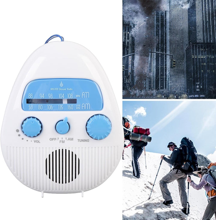 Tragbares Duschradio, AM FM Splash Proof Bad Radio Eingebautes Lautsprecherbatteriebatterie -Hängera