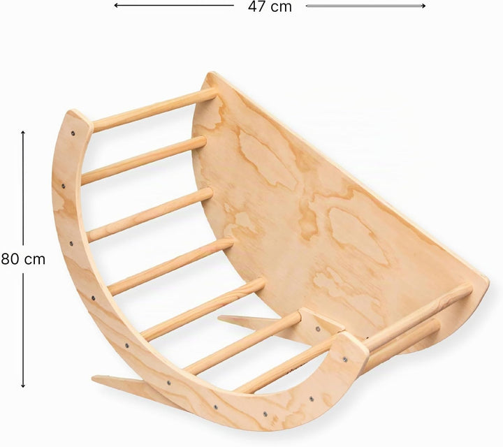 2-in-1 Kletterbogen mit Kissen – Spielbogen aus Holz – Montessori Klettergerüst – 80x47x58 cm – Natu