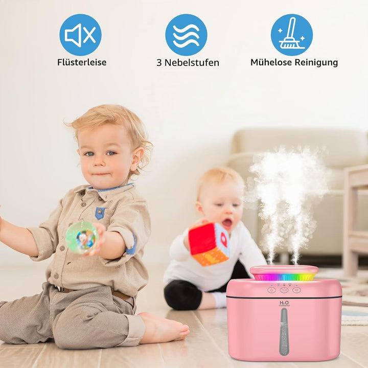 Luftbefeuchter 2L Luftbefeuchter Schlafzimmer Ruhig 16dB Auto Abschaltung und bis zu 24 Stunden Nach