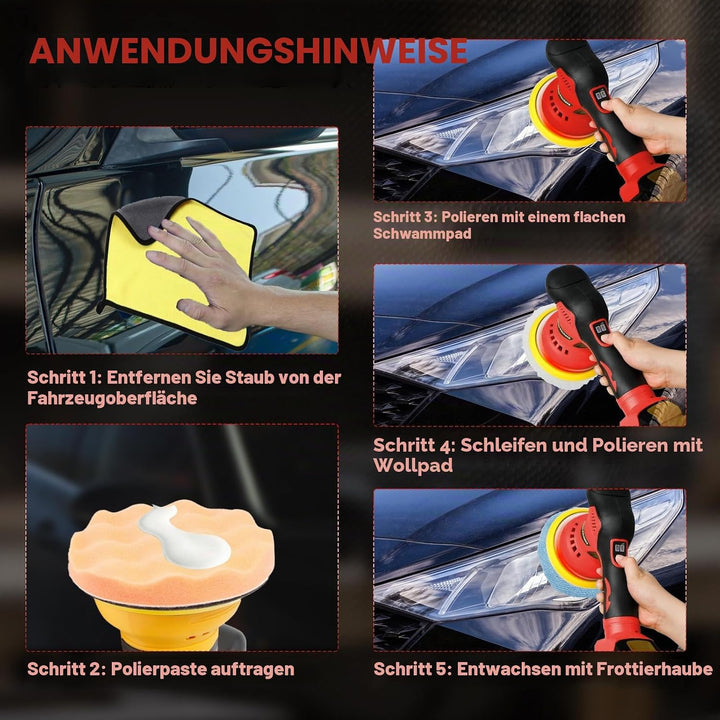 Kabelloser Auto Poliermaschine für Milwaukee, bürstenloses 6-Zoll-Auto Politur-Set, 8 variable Gesch