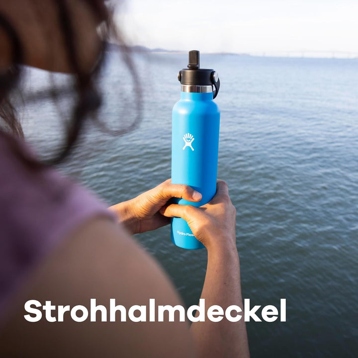Hydro Flask - Standard Mouth - Trinkflasche 621ml (21oz) mit Strohdeckel - Vakuumisolierte, Wiederve