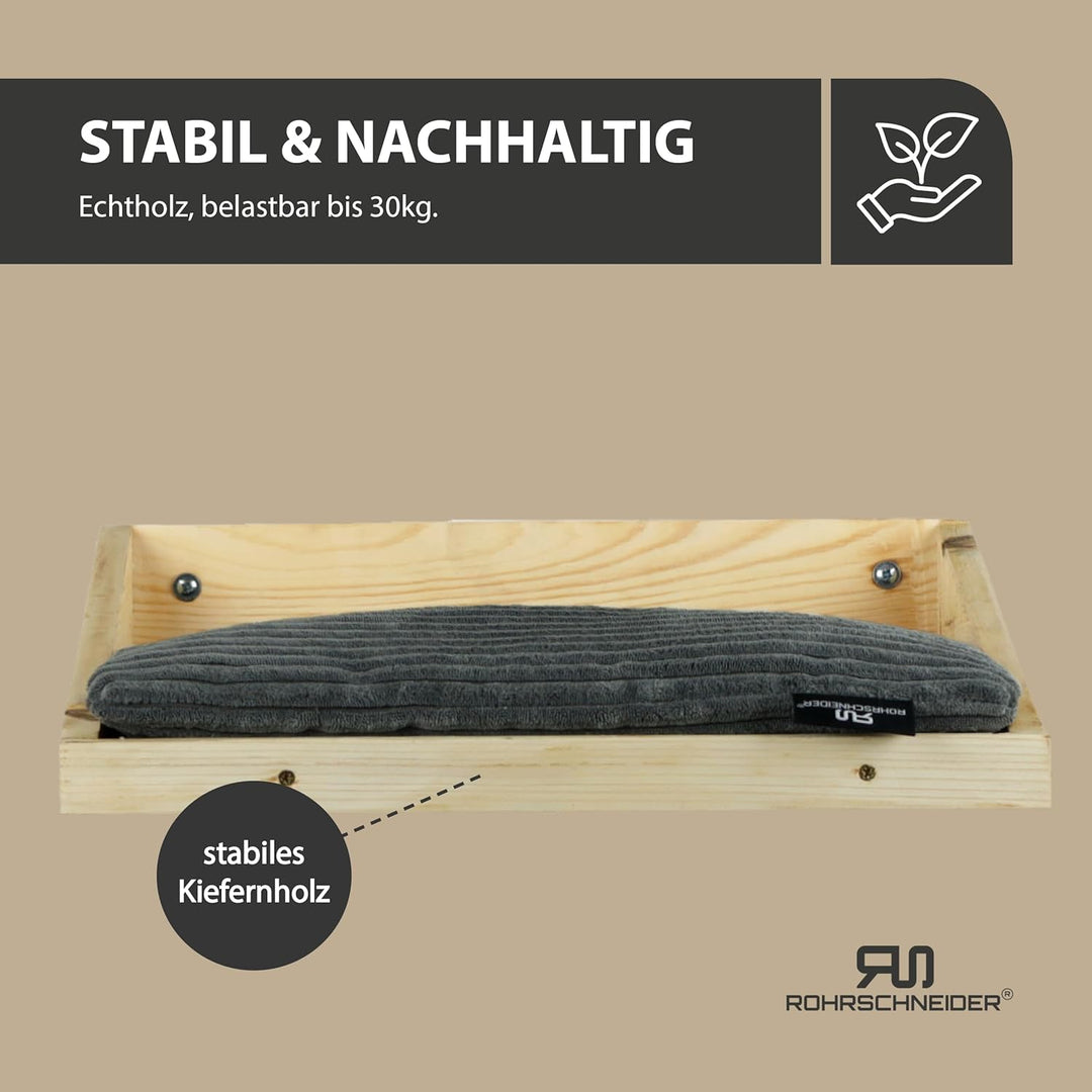 Rohrschneider Katzentreppe Wand | Made in EU | Kletterwand Katzen | aus Kiefernholz | belastbar bis