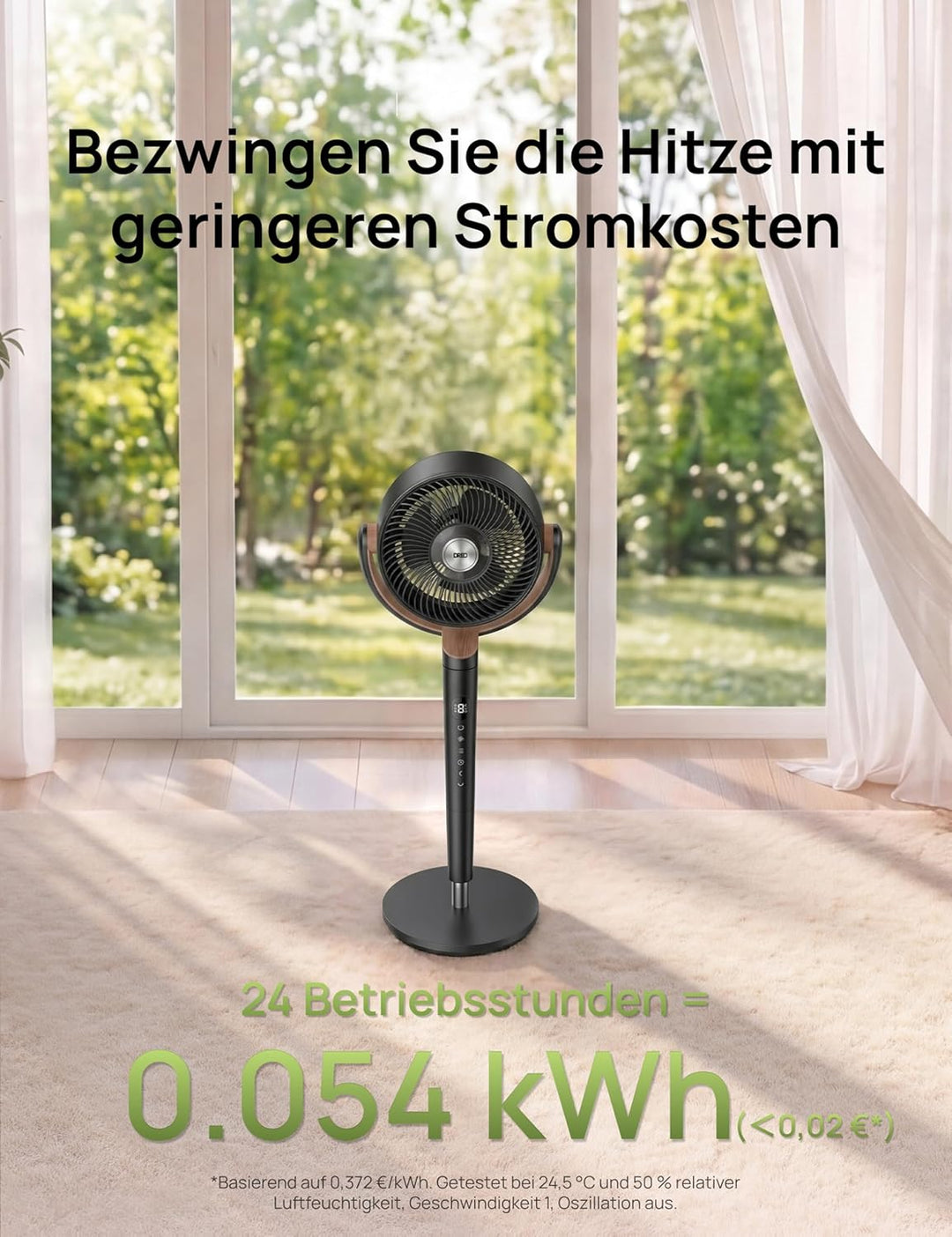 DREO 20dB leiser Standventilator, 120°+120° Omni-direktionale oszillierende Ventilator, 26M Windentf