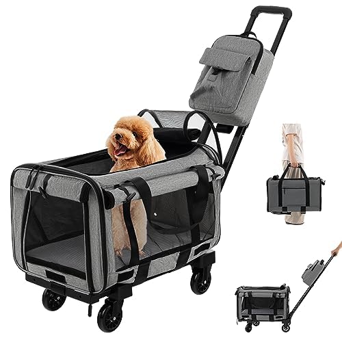 FANTASK Transportbox Mobil, Transporttasche mit Teleskopgriff & Rädern & kleine Tasche, klappbare Re