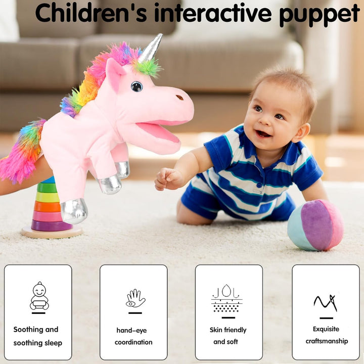 Einhorn Kuscheltier Handpuppe Interaktive Spielzeuggeschenke für Erwachsene Handpuppe Plüschtier (30