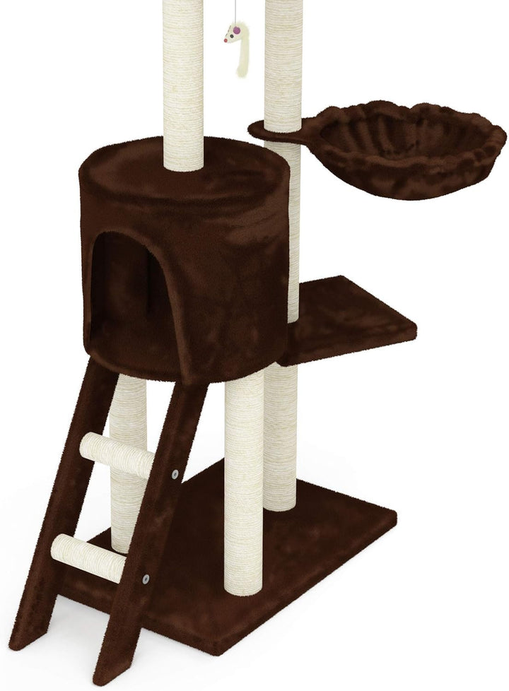 Beltom® KRATZBAUM KATZENKRATZBAUM KLETTERBAUM KATZENBAUM SPIELBAUM 140 cm. Park Spiele - Braun, Brau