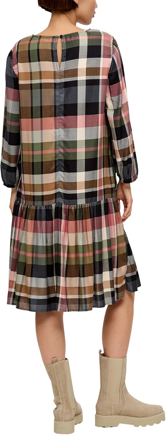 s.Oliver Kariertes Minikleid aus Viskosemix 34 Schwarz, 34 Schwarz
