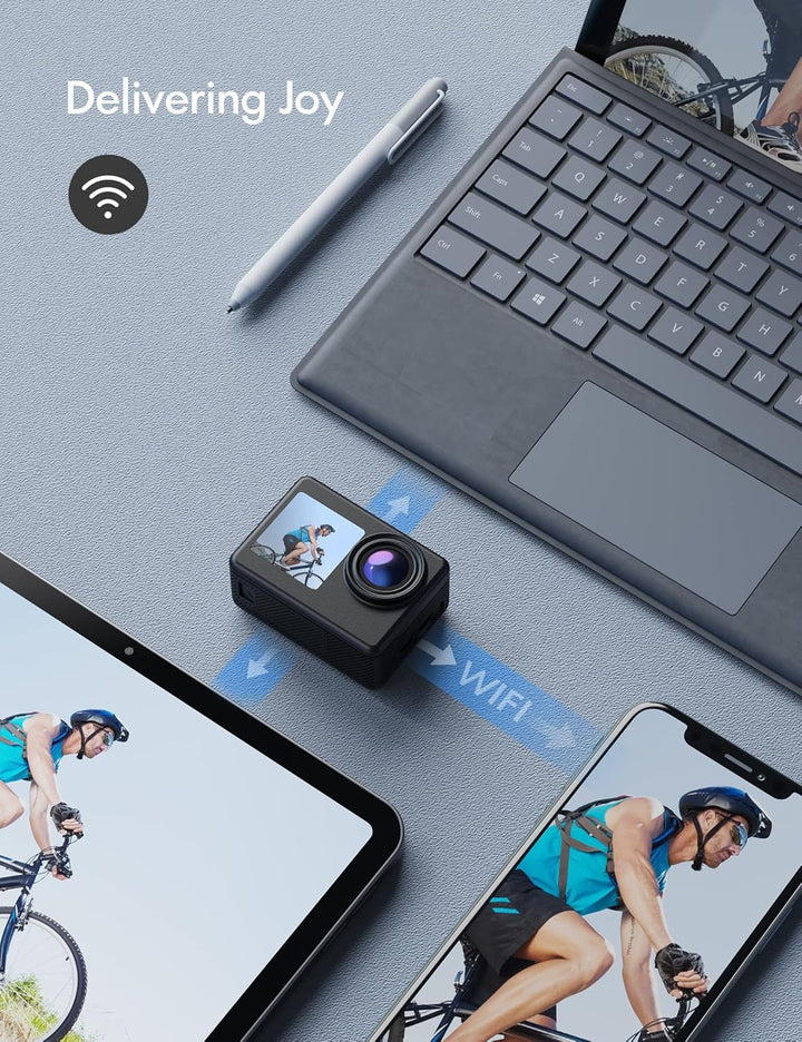 WOLFANG GA200 Action Cam 4K 24MP Unterwasserkamera WiFi 40M wasserdichte EIS Bildstabilisator Touchs