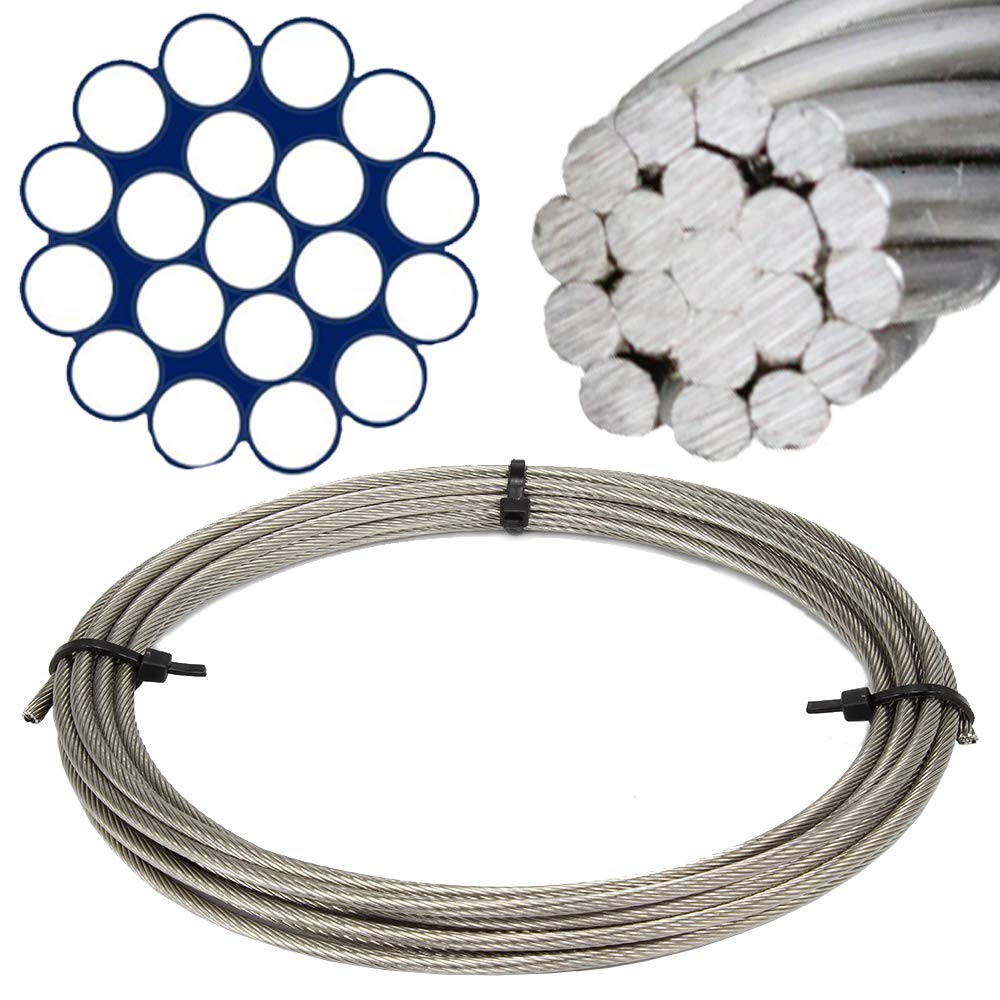 50 Meter Edelstahl - Drahtseil 1x19 hart D= 2 mm - Edelstahl A4 (AISI 316) Edelstahlseil Stahlseil 5
