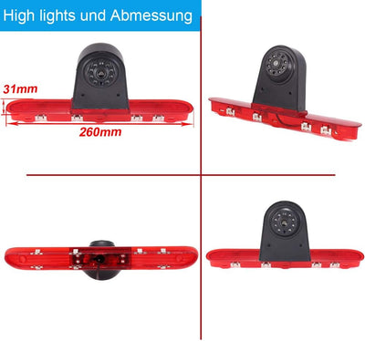 7'' Zoll LCD Monitor+Bremslicht Rückfahrkamera Transportster Wasserdicht Einparkkamera Rückfahrsyste