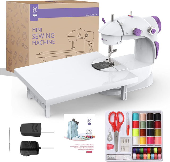 KPCB Nähmaschine Mini mit Verlängerungstisch, Benutzerfreundlich und praktisch Purple And White, Pur
