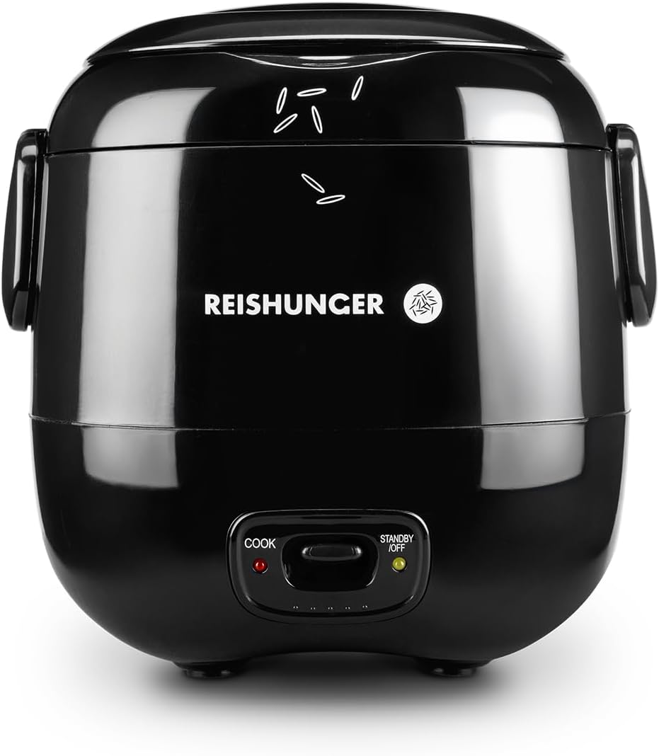 REISHUNGER Mini Reiskocher, schwarz | 0,3 L - 1-2 Portionen | hochwertige Keramikbeschichtung - Prem