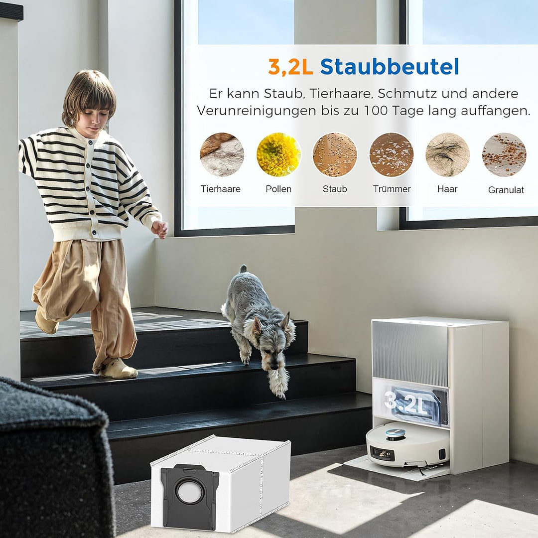 22 Stück Zubehör Set für Dreame Aqua10 Ultra Roller Complete Saugroboter, 2 Hauptbürste, 6 Staubbeut