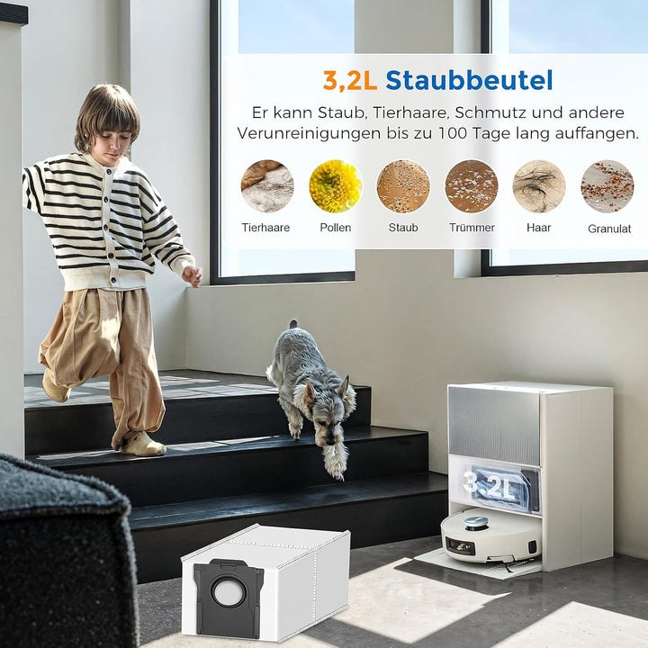 22 Stück Zubehör Set für Dreame Aqua10 Ultra Roller Complete Saugroboter, 2 Hauptbürste, 6 Staubbeut