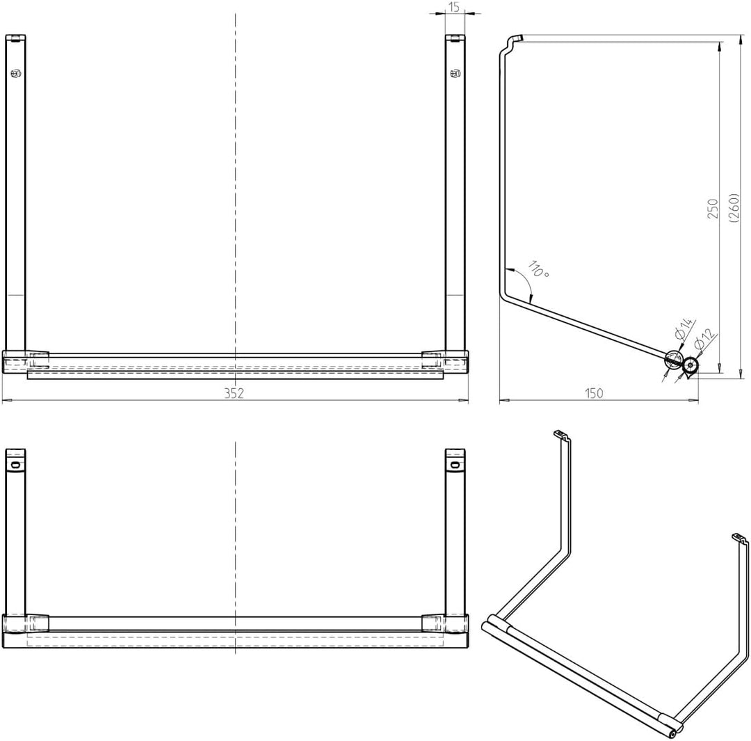 Kesseböhmer Linero style Papierrollenhalter schwarz 352 x 150 x 260 mm zum Einhängen von SOTECH, Pap