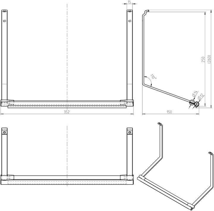 Kesseböhmer Linero style Papierrollenhalter schwarz 352 x 150 x 260 mm zum Einhängen von SOTECH, Pap