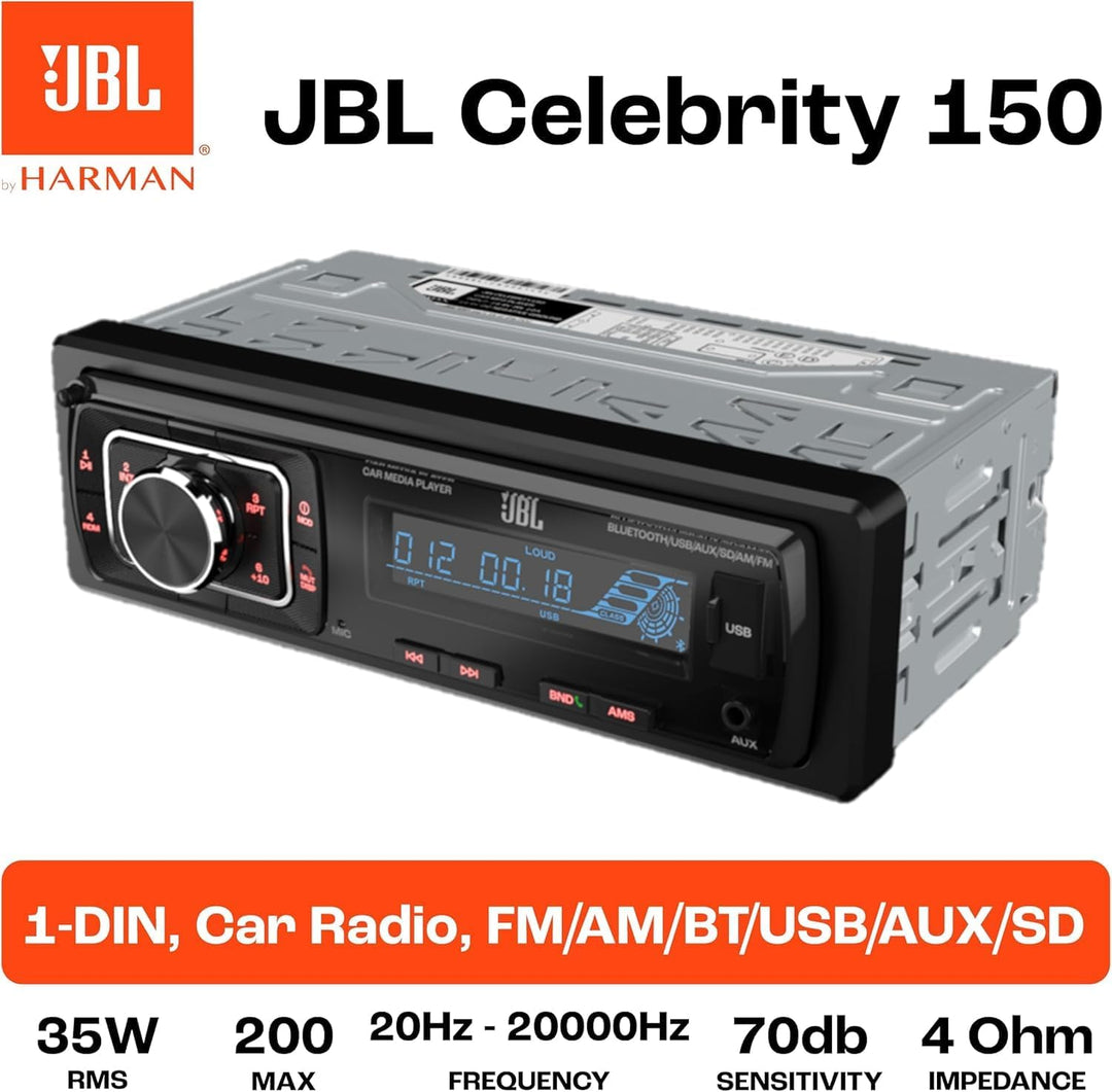 JBL Autoradio Bluetooth Celebrity 150 von Harman Kardon, 1 DIN 4 x 50W AM/FM Radio Mit Bluetooth Str